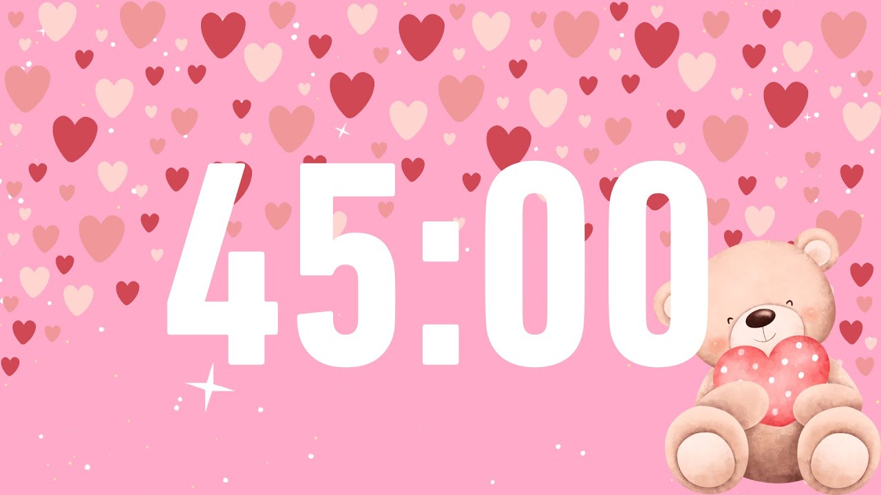 Valentine's Day Themed 45 Minute Timer Video | Classroom Timer | Love Theme | Heart Countdown