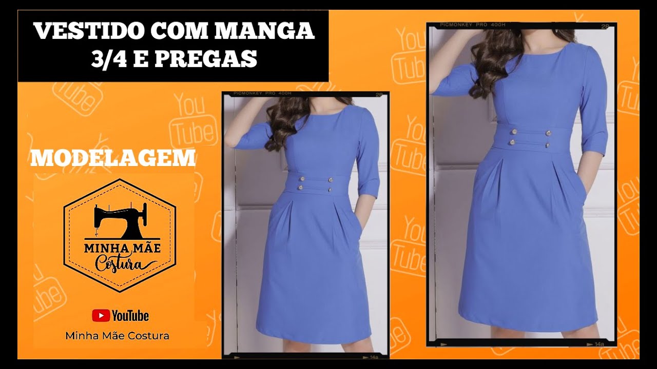 DIY – COMO MODELAR VESTIDO COM MANGA 3/4 E PREGAS