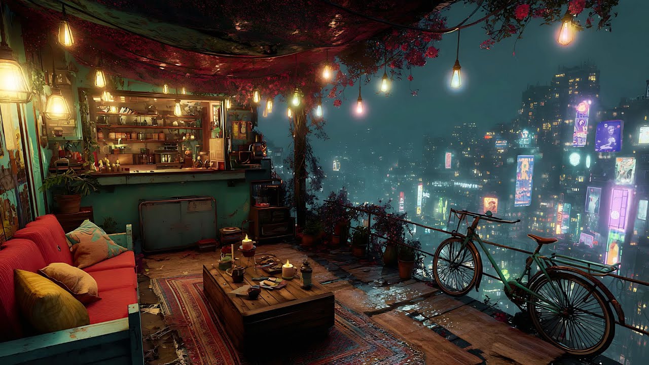 Lofi Nest &ndash; Candlelight and Rain at a Hidden Balcony Caf&eacute;｜Lo-fi Ambience for Study & Slow Evenings