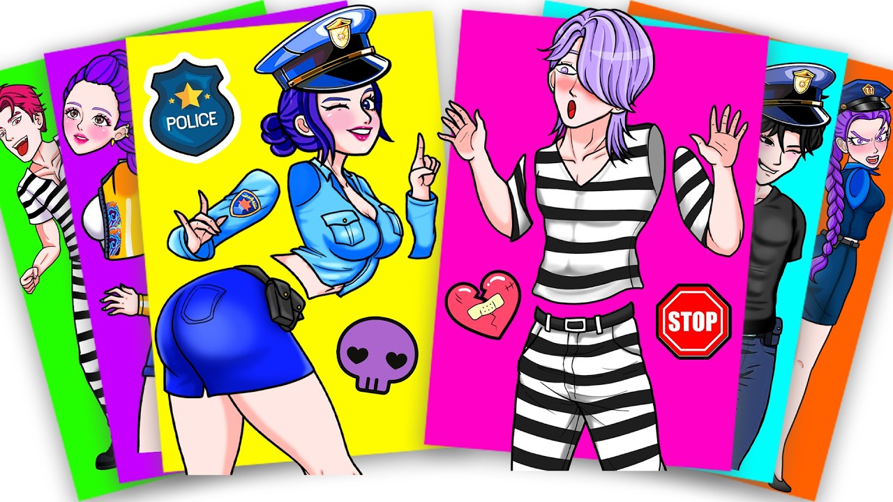 CUTE Police Huntrix Vs BAD Prisoner Saja Boys - Kpop Demon Hunters Sticker Book | paper diy