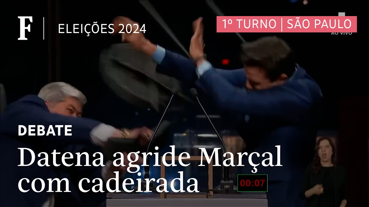 Datena agride Marçal com cadeirada durante debate da TV Cultura