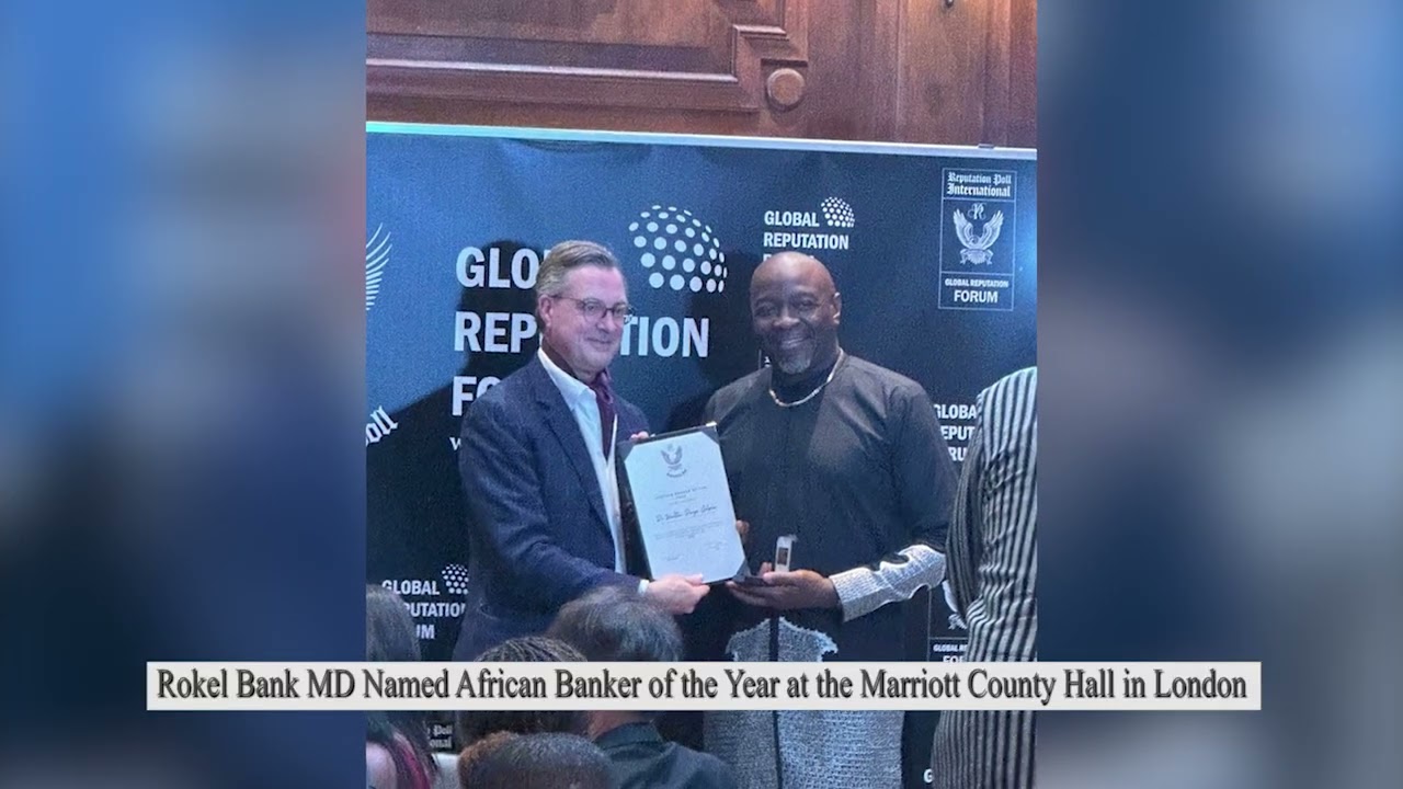 Rokel Bank MD Named African Banker of the Year at the Marriott County Hall in London.
