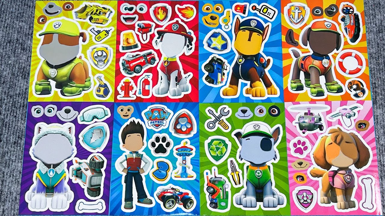48 Minutes Satisfying🚔Decorate with Sticker Book ALL Character PAW Patrol Rescue 🌈Candy Happy