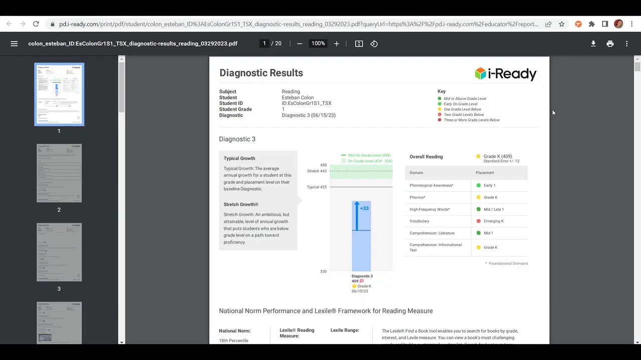 iReady: Downloading a Student Report