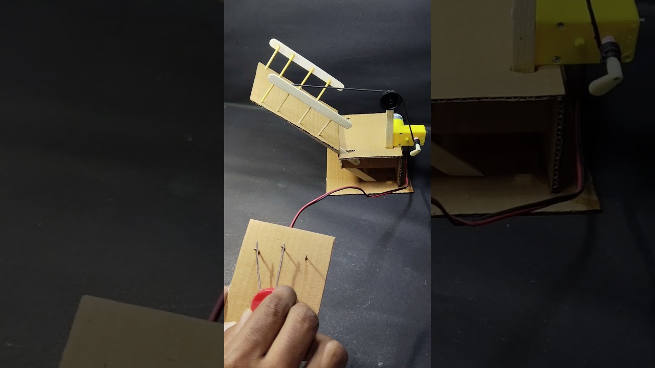 Folding Bridge with Dc motor |🤔#tech# youtubeshorts#dcmotor#schoolproject# sciencemodel #shortsfeed