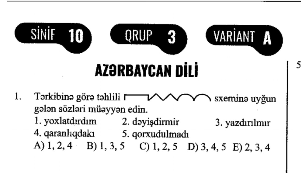 Güvən sınaq 8 | 10-cu sinif | Azərbaycan dili | 3-cü qrup 2024