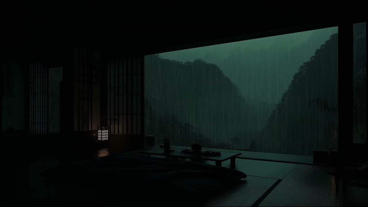 Deep Sleep Rain Ambience in a Cozy Dark Room with Gentle Rainfall and Night Nature Sounds