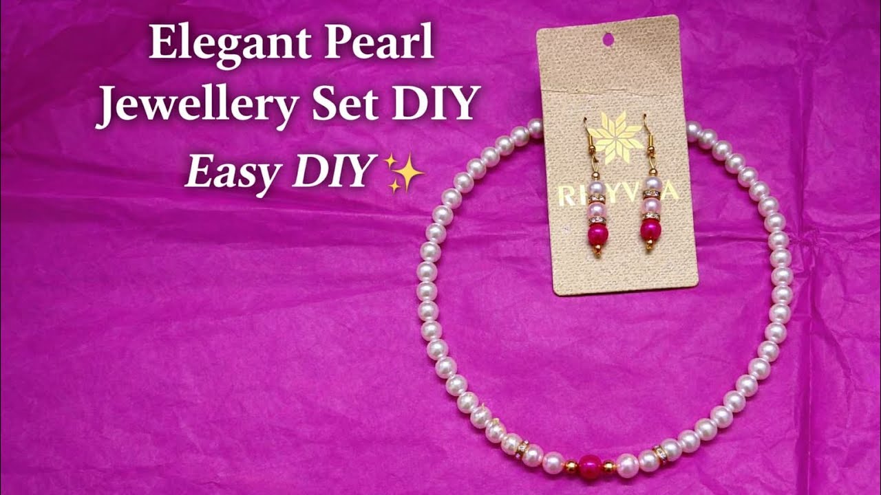 Elegant Pearl Jewellery Set DIY | Simple Festive Necklace & Earrings | Easy Beaded Jewellery