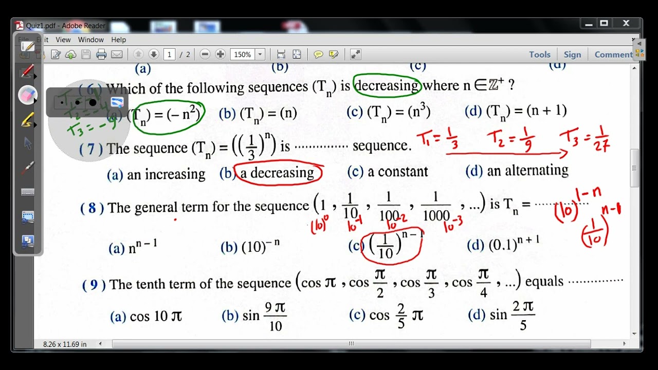QUIZ 1 ALGEBRA SEC 2 SECOND TERM EXAMINATION BOOK