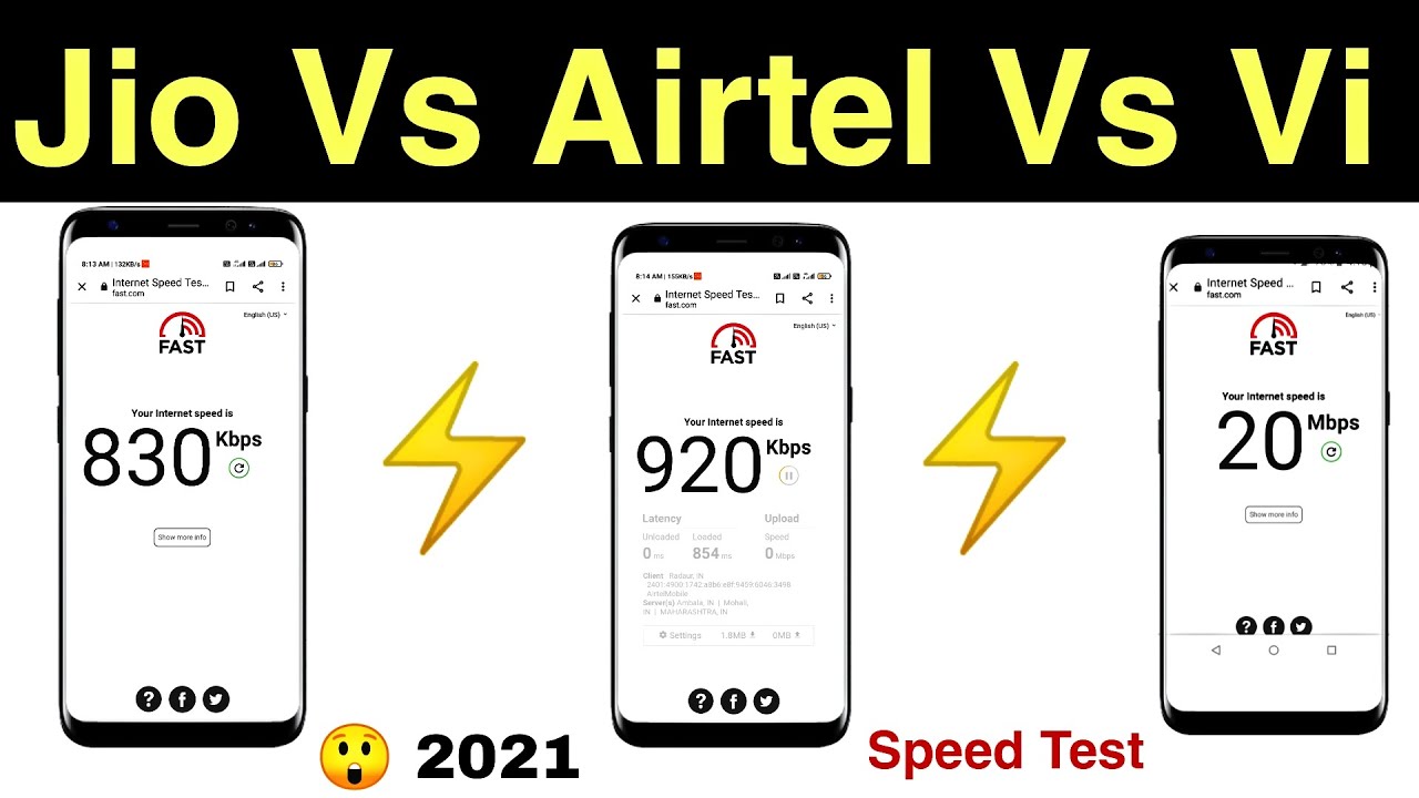 Jio Vs Airtel Vs Vi Internet Speed Test 2021 ⚡ | Shocking Results 😲