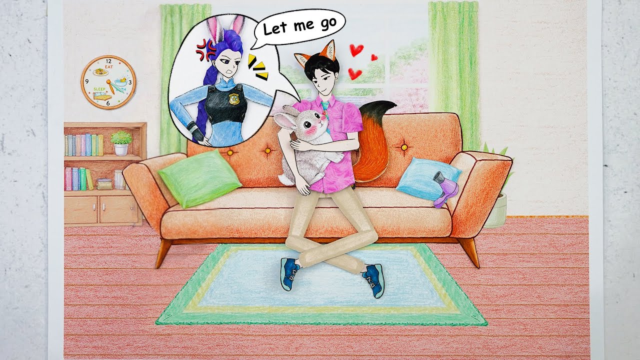 kpop demon hunters paperdolls: Rumi turned into a rabbit 🤣 Jinu helped her to take a shower