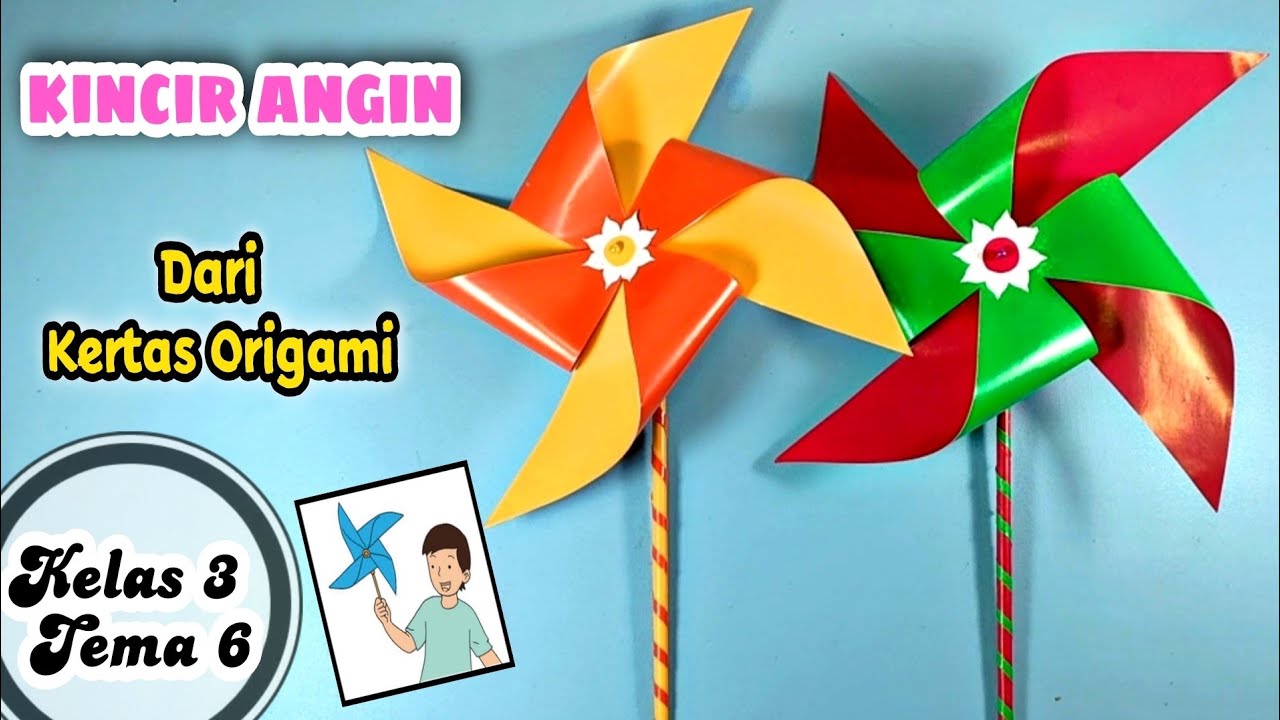 Cara Membuat Kincir Angin Dari Kertas Origami Tugas Kelas 3 Tema 6 || Buat Kincir Angin Origami