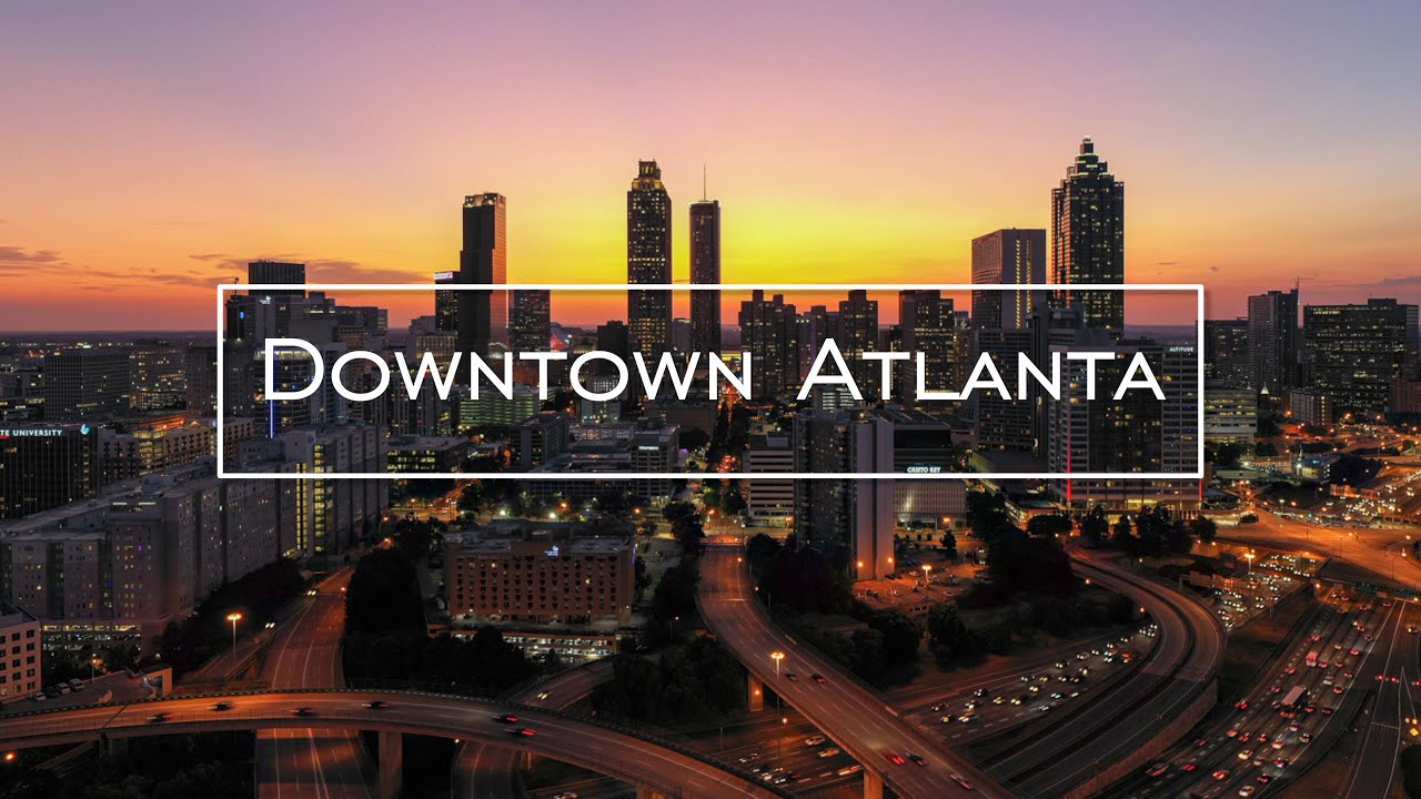 Downtown Atlanta by Night I 4K Drone Footage