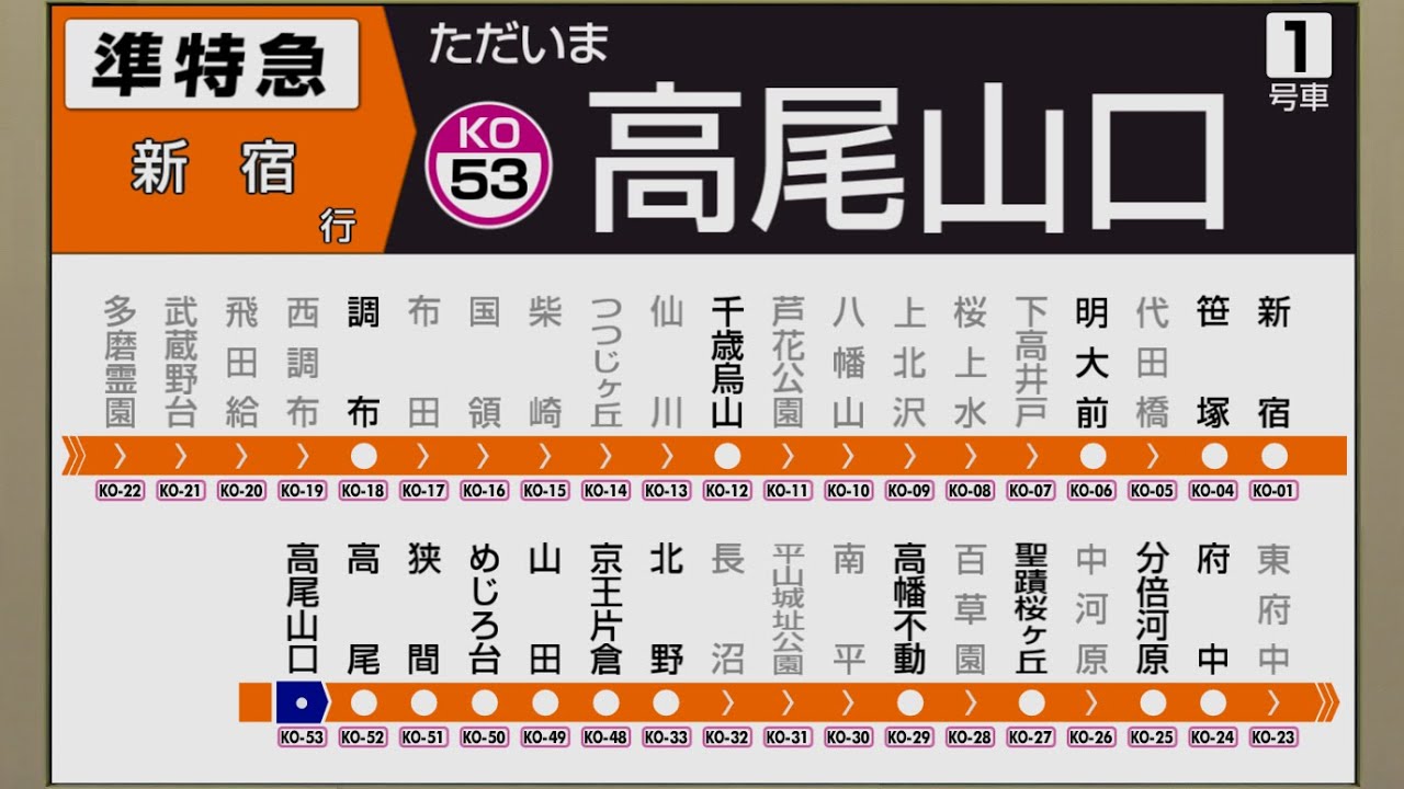 【自動放送】京王線 [準特急] 高尾山口→新宿【廃止種別】/ [Train Announcement] Keiō Line Semi Special Express for Shinjuku