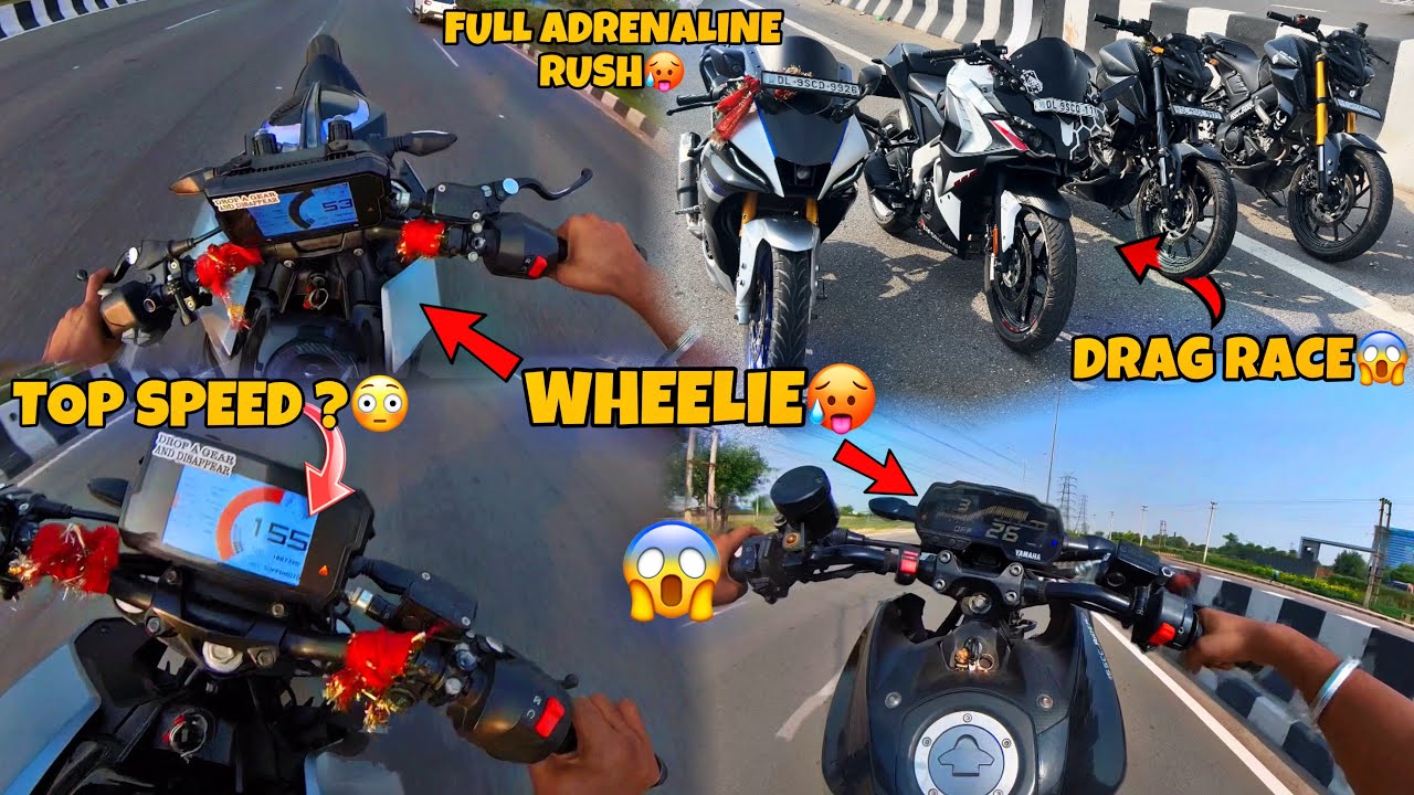 DUKE 390 & MT 15 WHEELIE 🥵| UNLIMITED WHEELIES 😱| TOP SPEED | DRAG RACE | FULL ADRENALINE VLOG 🥵💀