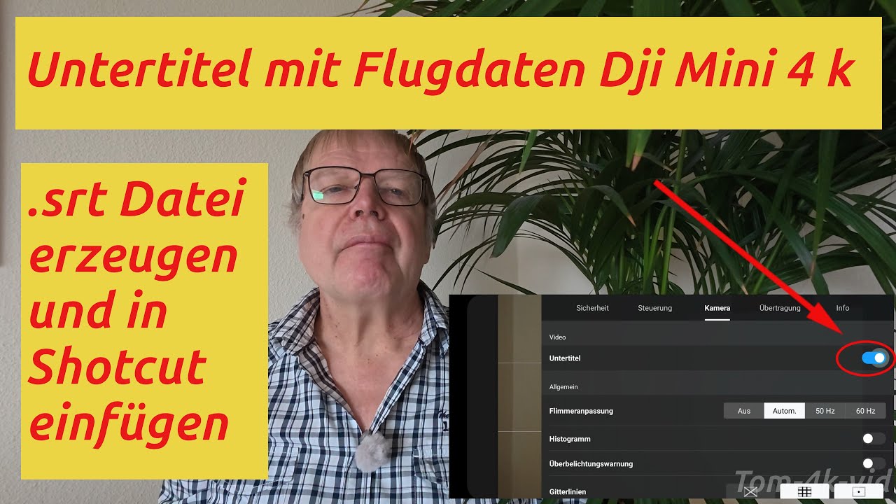 Tutorial Dji Mini Untertitel mit Flugdaten erzeugen, extrahieren, anzeigen und mit ShotCut verwenden