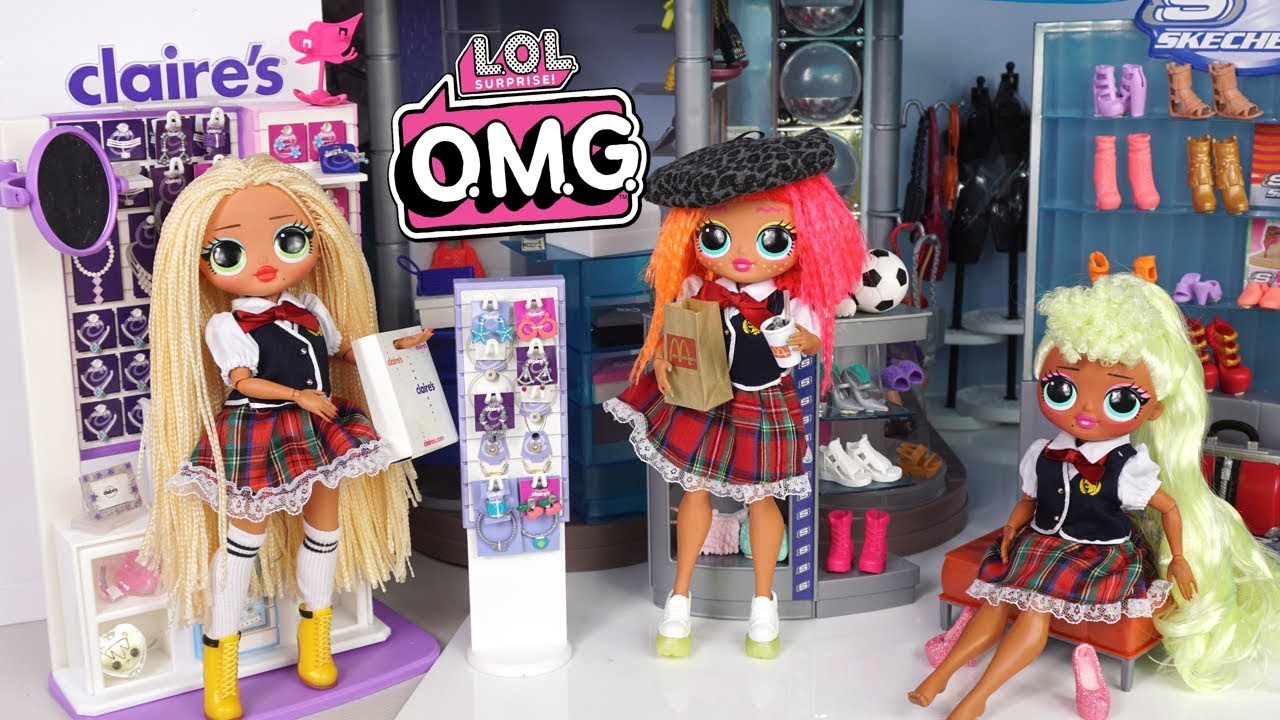 LOL OMG Doll Family School Evening Routine - Mall Shopping, Homework, Chores