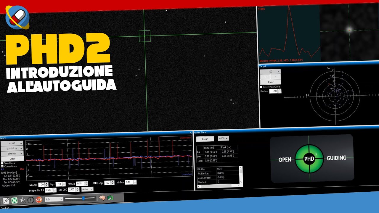 AUTOGUIDA con PHD2. Come utilizzarlo correttamente per una guida e stelle perfette! [TUTORIAL]