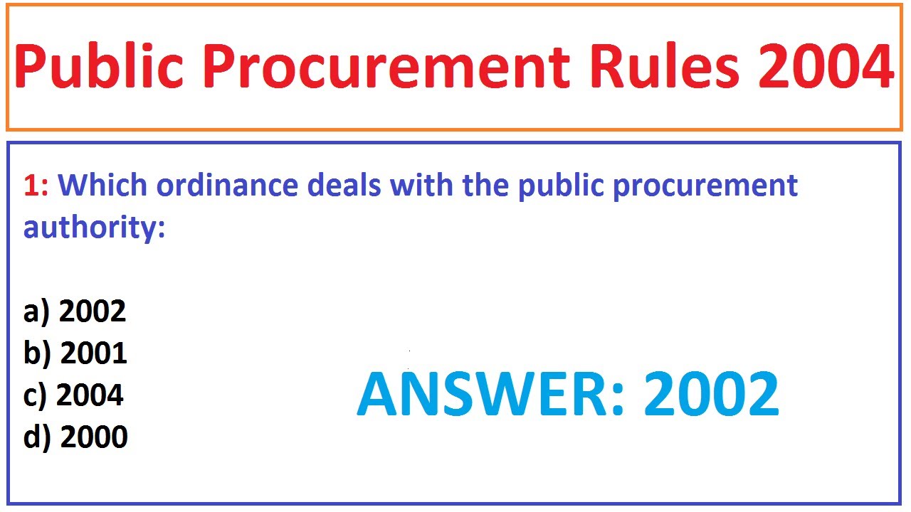 Public procurement rules 2004 | PPRA msgs | PPRA Rules | PPRA Rules for senior auditor |