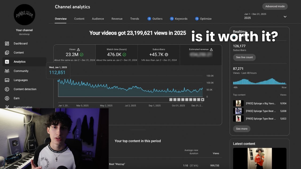 Сколько я заработал, выкладывая биты на YouTube в 2025 году...