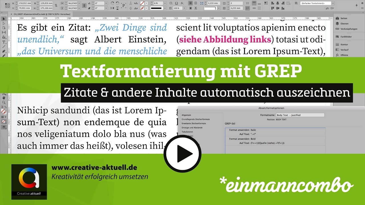 InDesign: Zitate und andere Inhalte automatisch per GREP formatieren