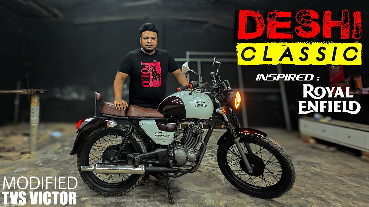 Modified TVS Victor II TVS victor 100cc bike modified into ROYAL ENFIELD CLASSIC style in Bangladesh