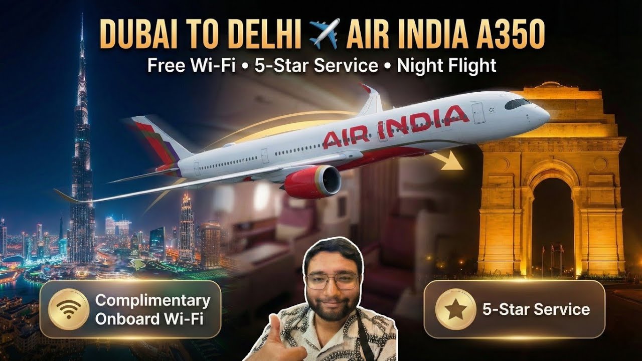 Air India A350 Dubai to Delhi 🇦🇪➡️🇮🇳 | Free Wi-Fi & 5-Star Service!