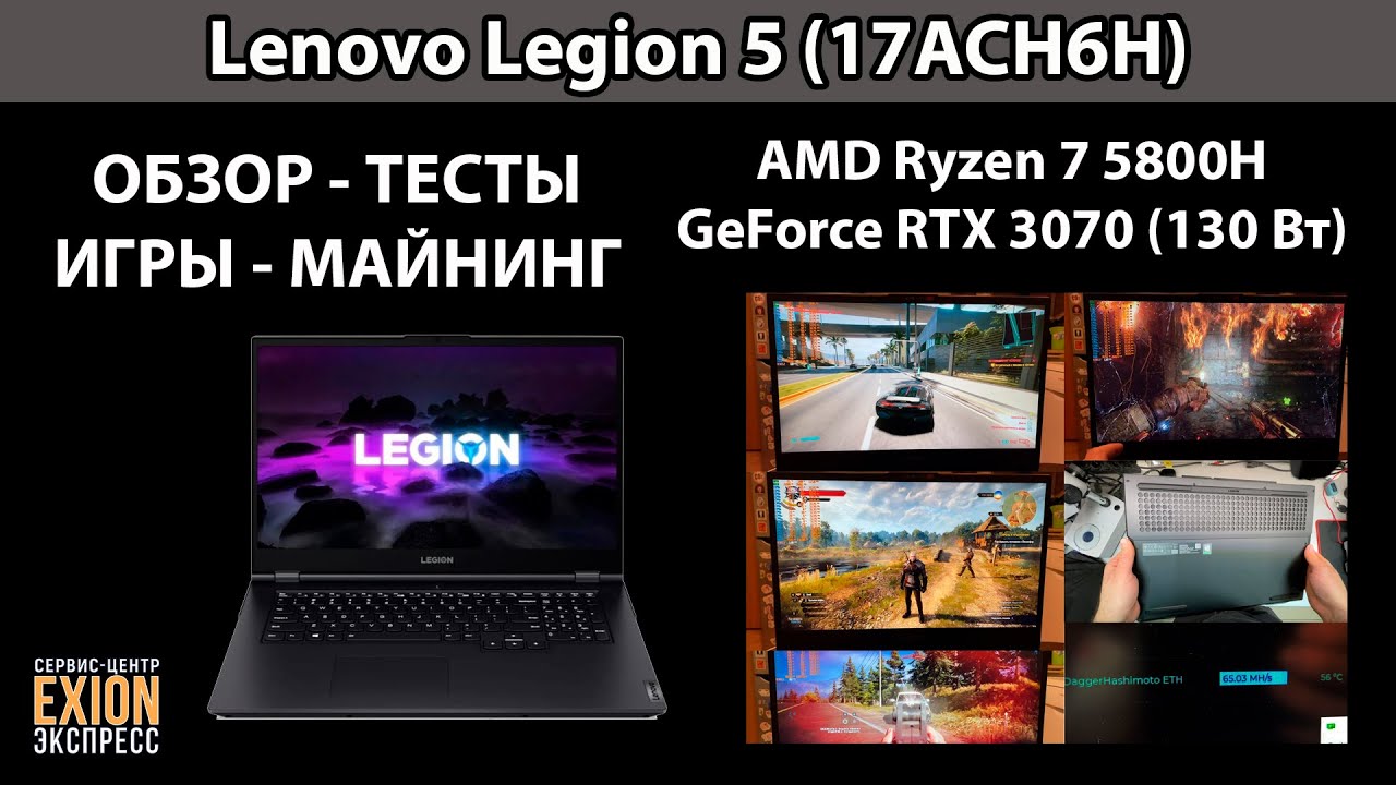 Lenovo Legion 5 (17ACH6H) RTX 3070 - ОБЗОР / ТЕСТЫ В ИГРАХ / МАЙНИНГ / МОНТАЖ ВИДЕО ❗❗❗