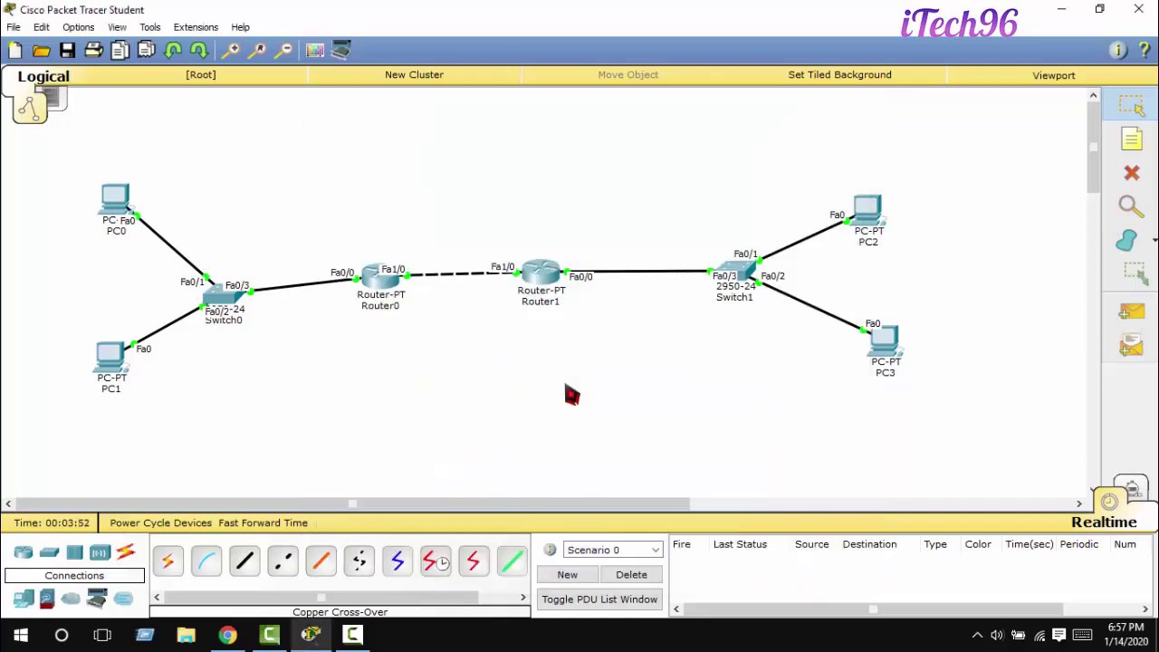 2 router, 2 switch configur using cisco packet tracer