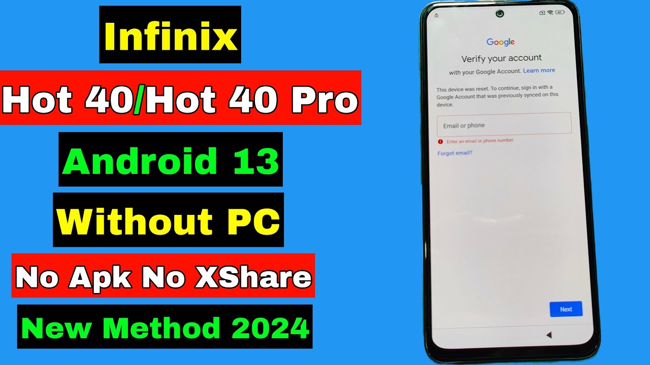 Infinix Hot 40/Hot 40 Pro X6836/X6837 FRP Bypass Android 13 | Infinix FRP Bypass 2024 Without PC