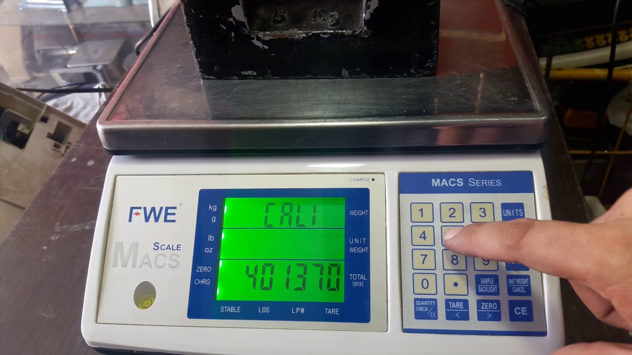 Ajuste de peso (calibración) bascula contadora FWE MACS scale