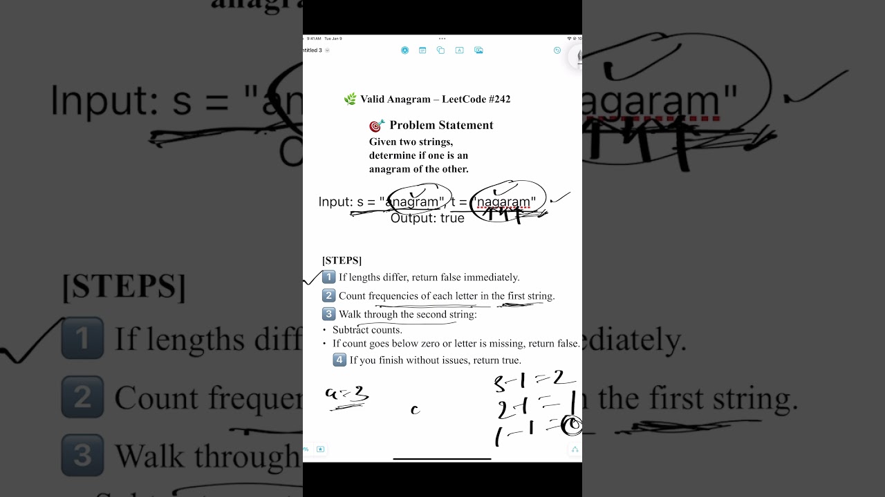 VALID ANAGRAM &ndash; LeetCode #242 #leetcode  #code #algorithm #data #interview #question