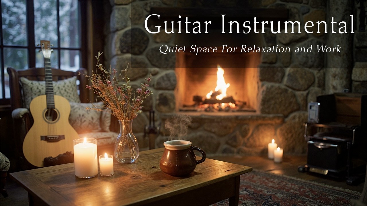 Relaxing Guitar Instrumental for Deep Evening Calm 🔥 Fireplace & Soft Glow (2 Hours)