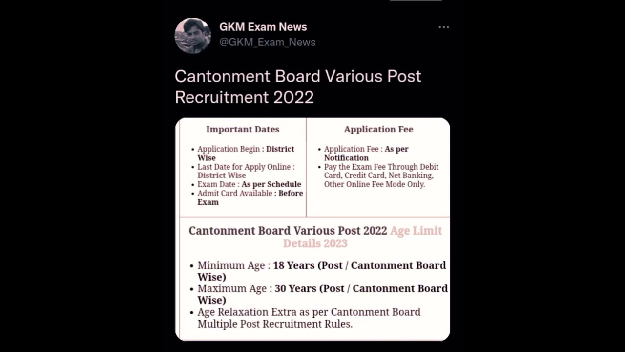 Cantonment Board Various Post Recruitment 2022
