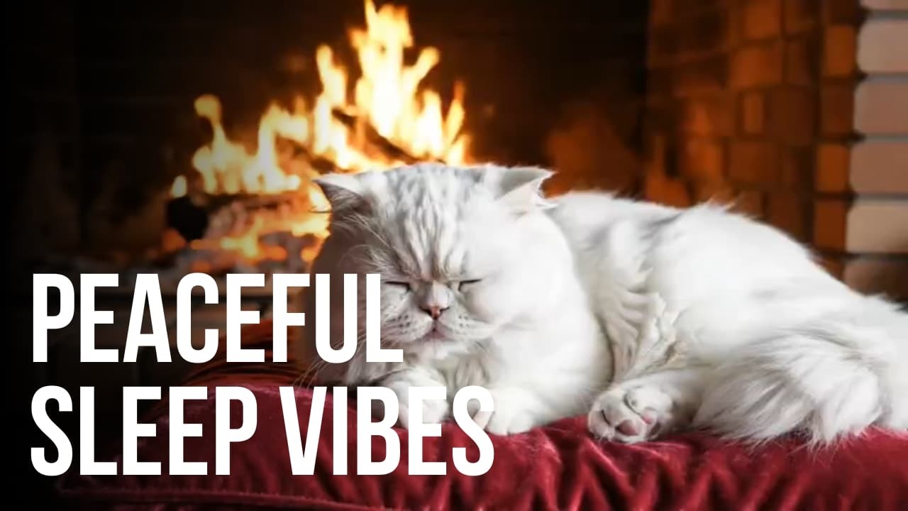 Peaceful Cat Nap with Gentle Purring & Fire Crackle #catnapasmr   #catpurring   #firecrackle