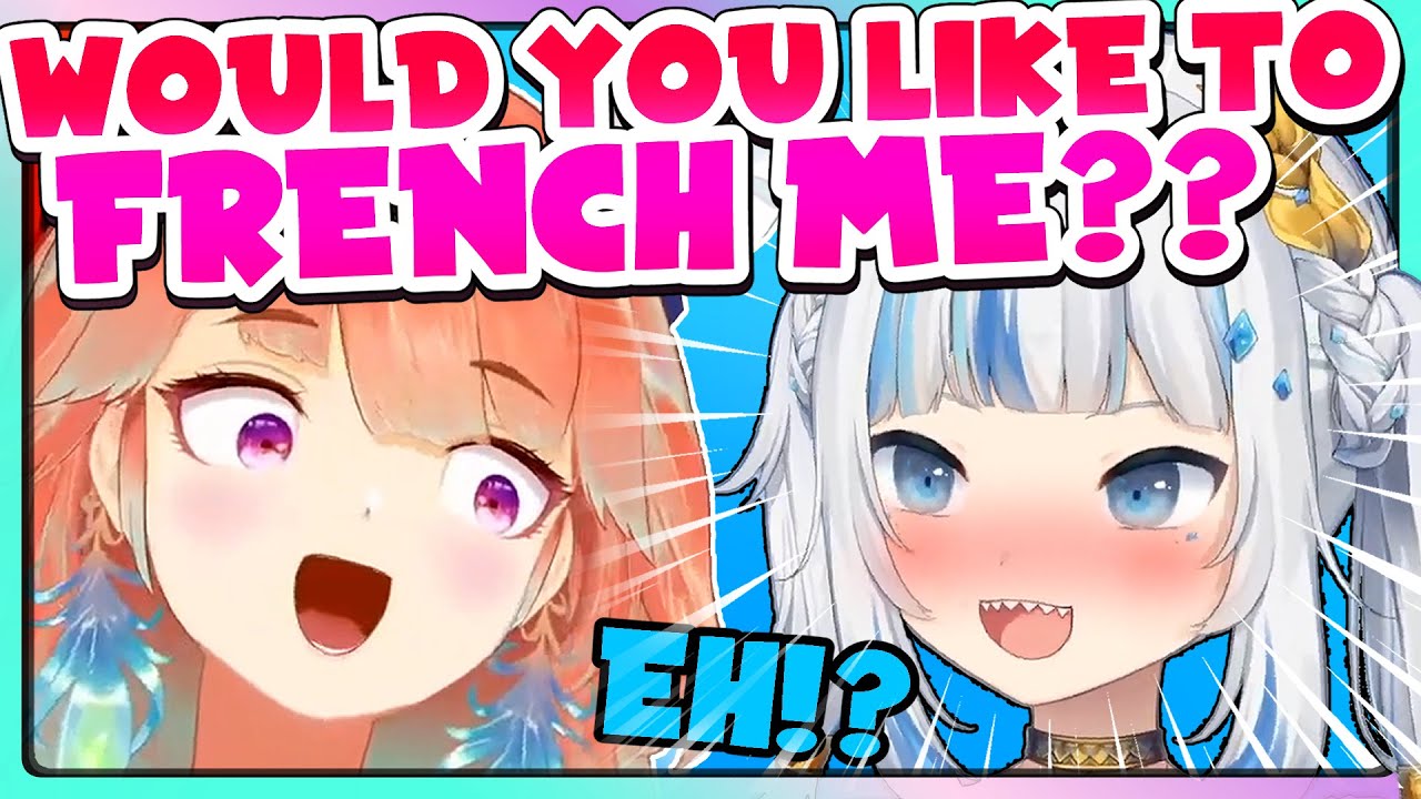 Gura gets flustered IRL when Kiara asks her for a kiss in sudden offcollab and then Ina: