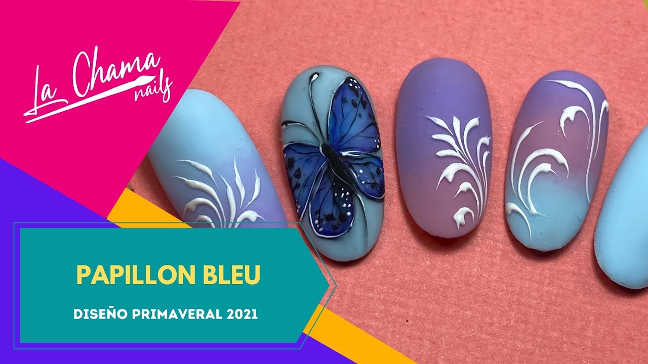 Pinceladas para uñas/ Diseño Primaveral para uñas / spring nails / butterfly nails by La Chama Nails