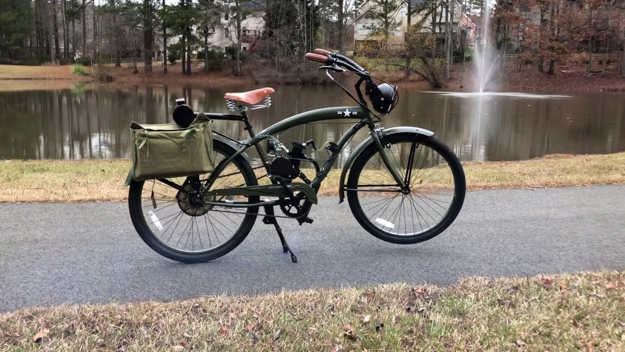 80cc Army WW2 Replica Micargi Motorized Bike by Southern Custom CC