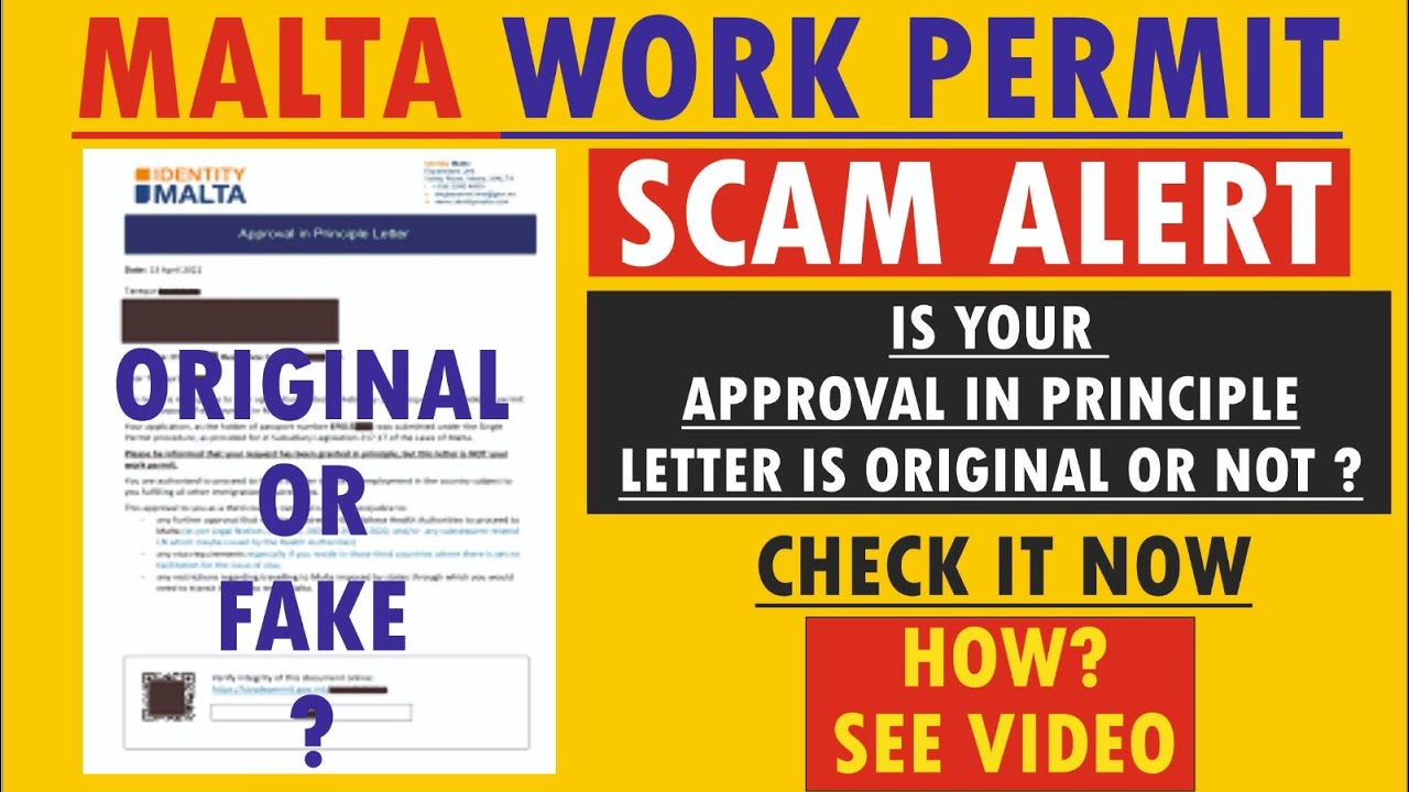 Alert - Identify your Malta Work Permit Approval in Principle Letter is Fake or Real | Malta Visa