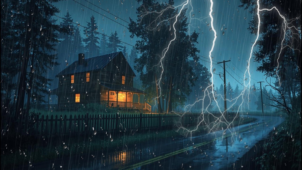 Release Stress and Sleep Deeply 😴 Heavy Rain & Thunder Sounds at Night relieve insomnia