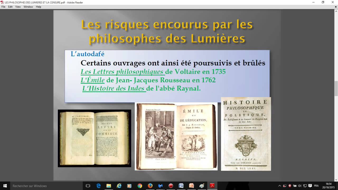 LES PHILOSOPHES DES LUMIERES ET LA CENSURE