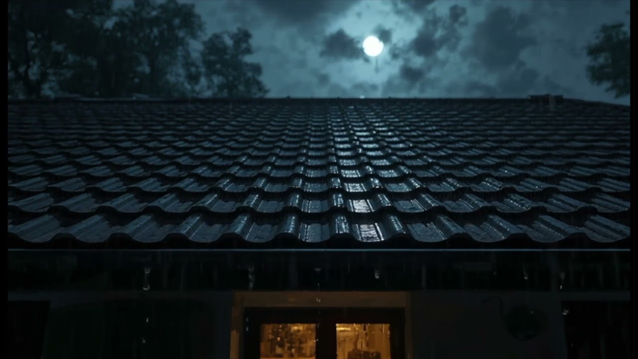 Quiet Night Rain on the Roof, Gentle Outdoor Ambience for Evening Rest and Background Calm