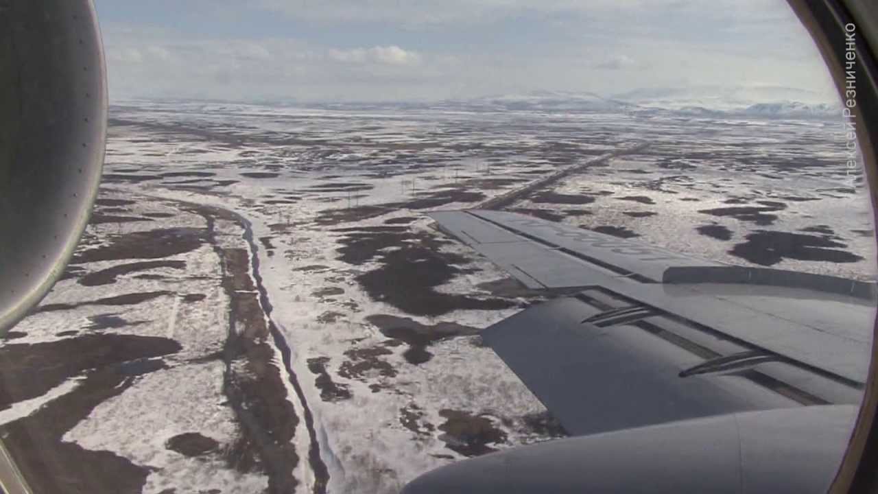Полёт на Ту 134УБ-Л над Воркутой