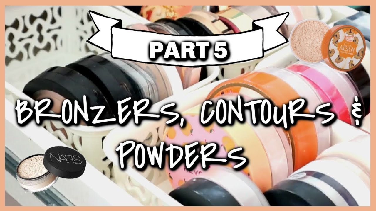 HUGE MAKEUP DECLUTTER PART 5! BRONZERS, CONTOUR PALETTES & POWDERS | makemeupmissa