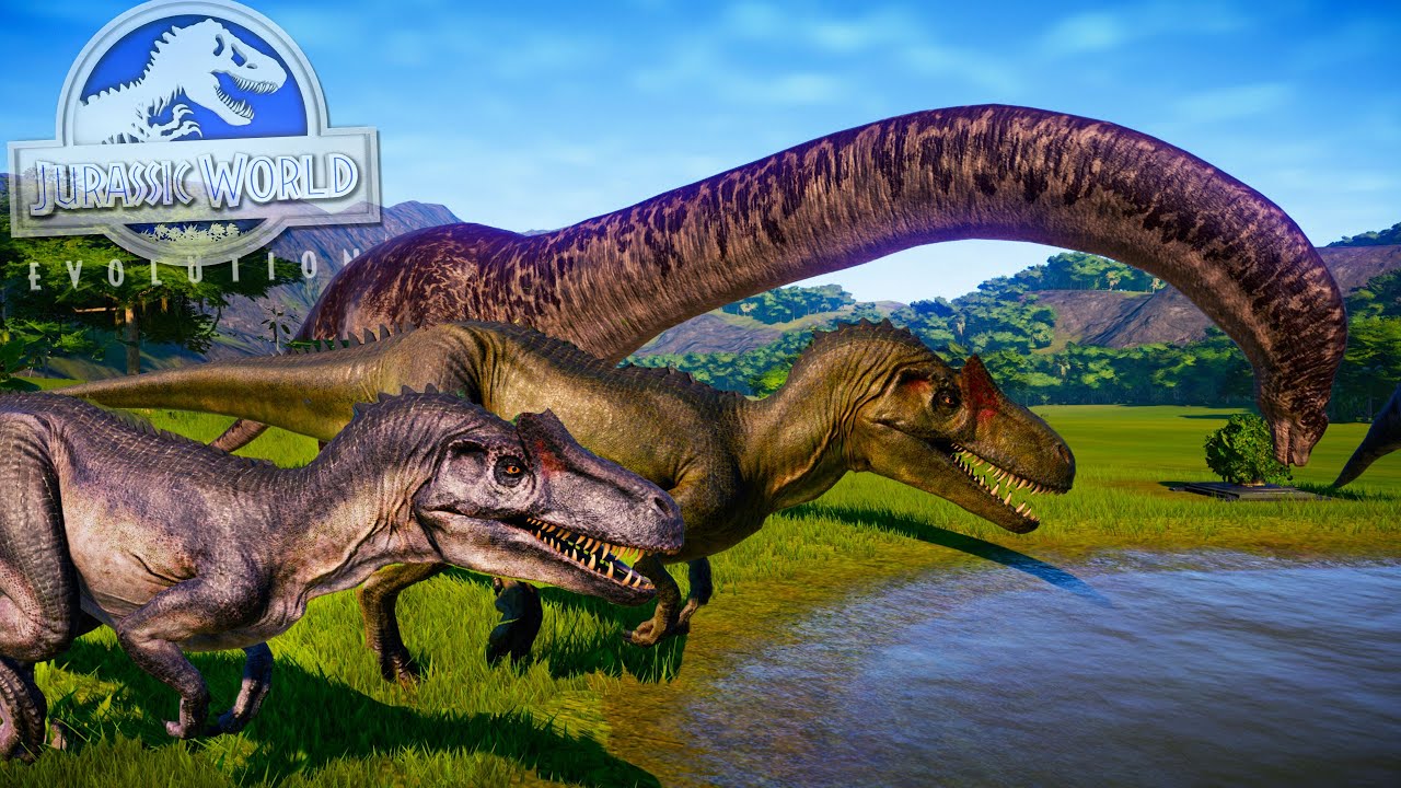 ARGENTINOSAURUS Y ALLOSAURUS EN PARQUE! nuevos dinosaurios vs Ultimasaurus Jurassic World Evolution