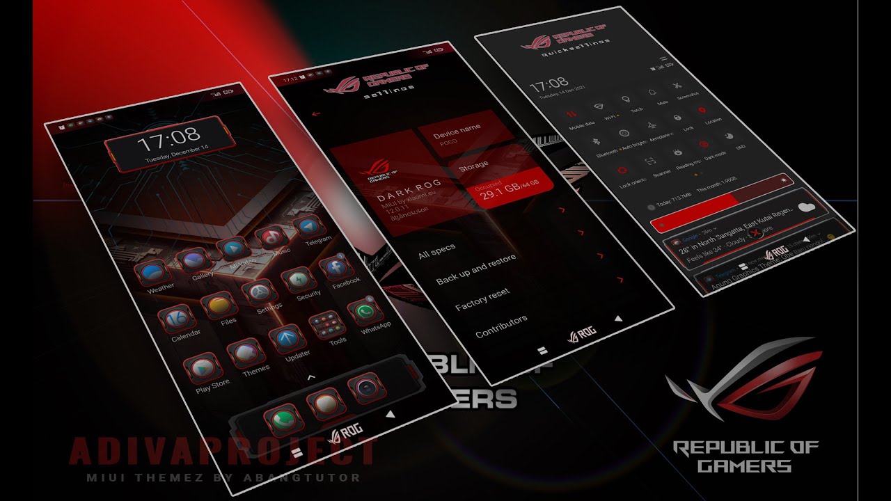 DARK ROG V12 || THEME FOR MIUI - DARK MODE ONLY