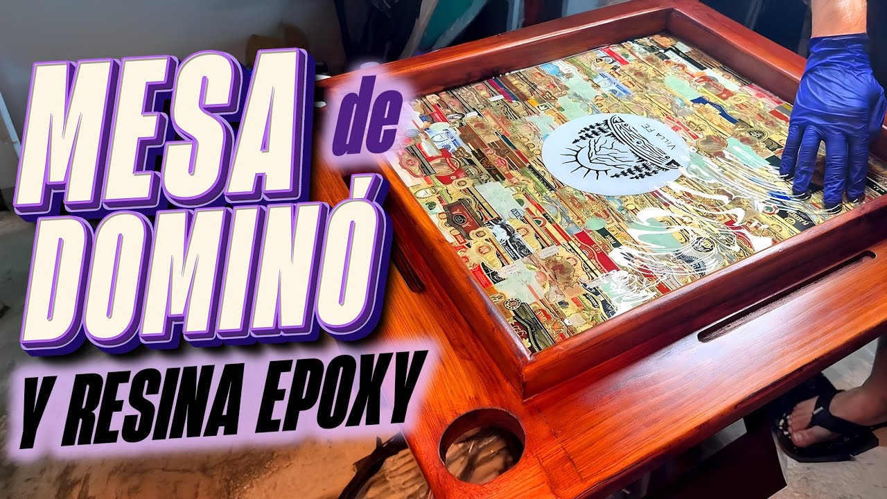 MESA DE DOMINÓ CON RESINA EPÓXICA Y ANILLOS DE CIGARRO | Domino epoxy resin table with cigar labels