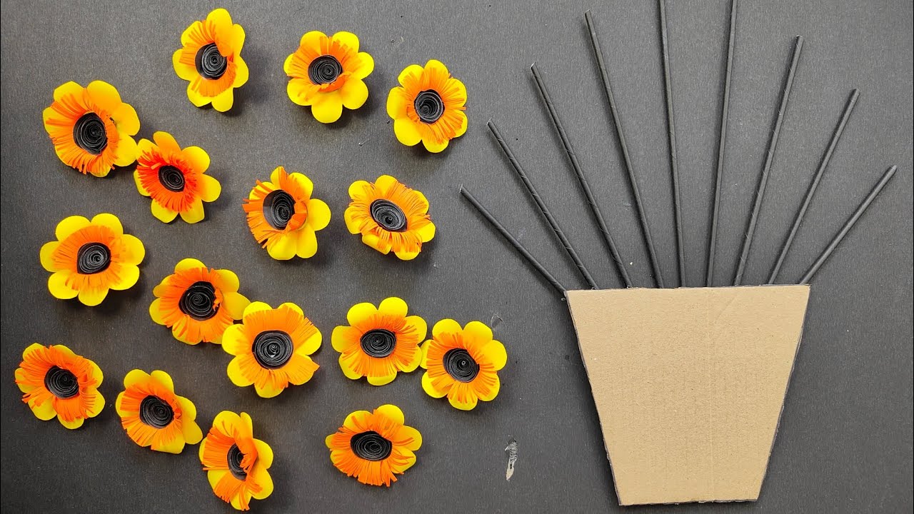Amazing Pot Style Wall Hanging Ideas/paper Flower Wall Decor/Paper Craft/Wall Hanging/DIY Ideas ||
