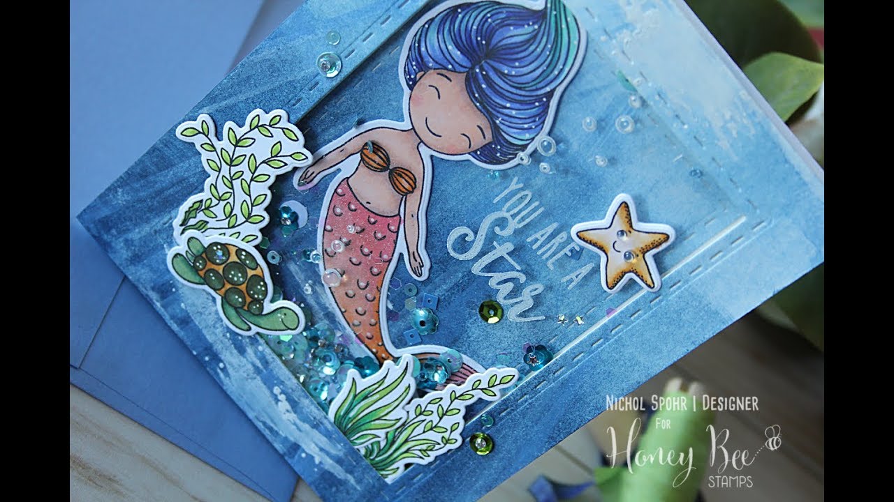 Honey Bee Stamps | You Are A Star Mermaid Shaker Card