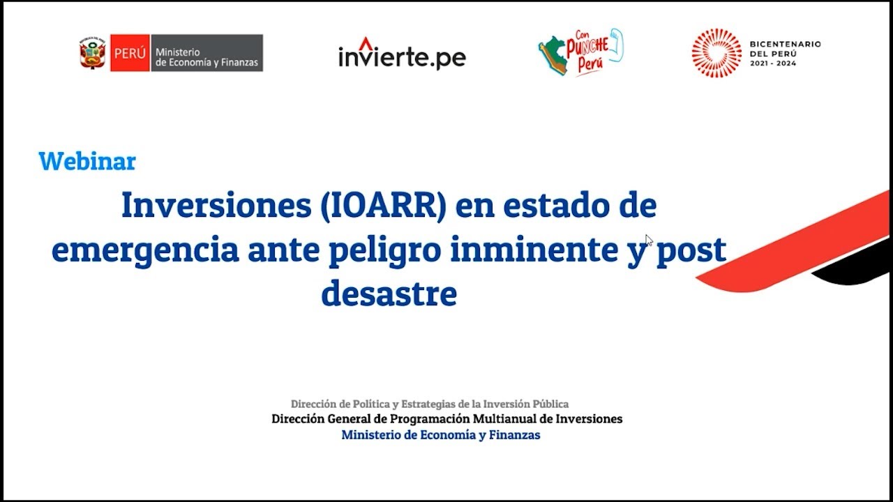 Inversiones IOARR en estado de emergencia ante peligro inminente y post desastre: Casos prácticos